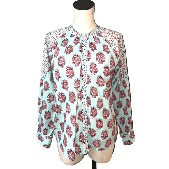 Sundance Catalog Women's Button Down Blouse size M Boho Printed - Picture 1 of 9